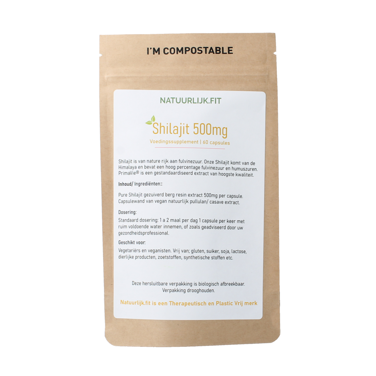 Natuurlijk.fit Shilajit 500mg 60.00 Capsules
