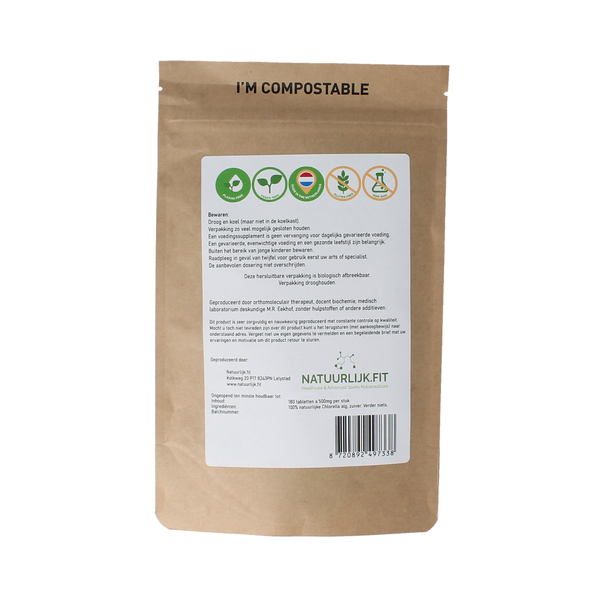 Natuurlijk.fit Chlorella Pure & Clean 500mg 180.00 Tabletten