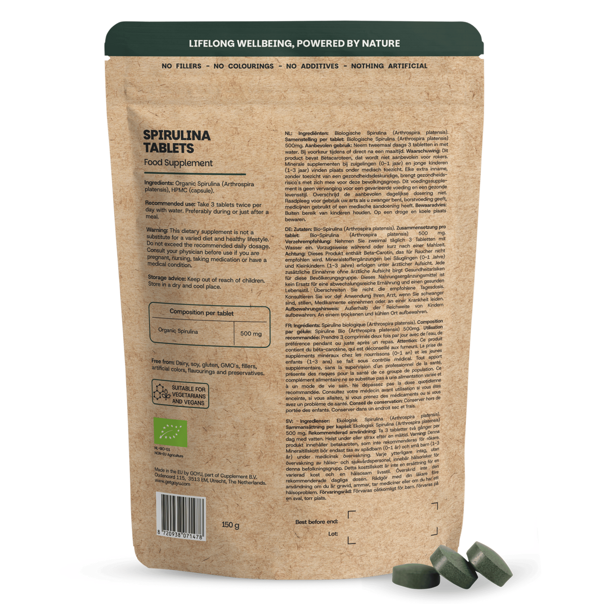 Goyu Spirulina 500mg bio 300.00 Tabletten