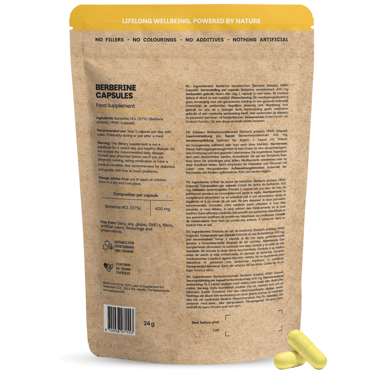 Goyu Berberine extract 400mg 60.00 Vegetarische capsules