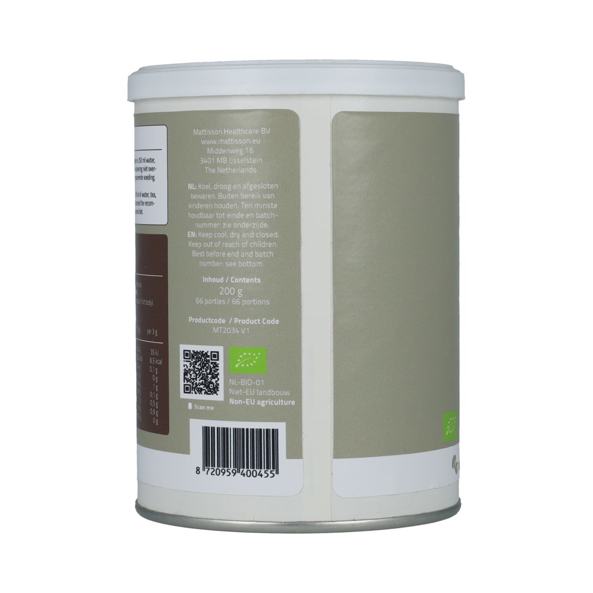 Mattisson Agaricus poeder bio 200.00 Gram