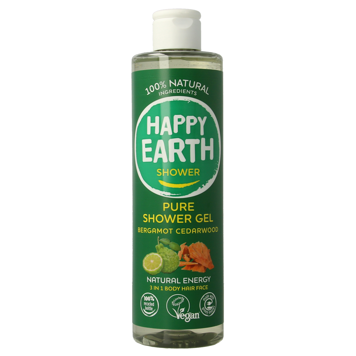 Happy Earth Douchegel bergamot cedarwood 300.00 Milliliter
