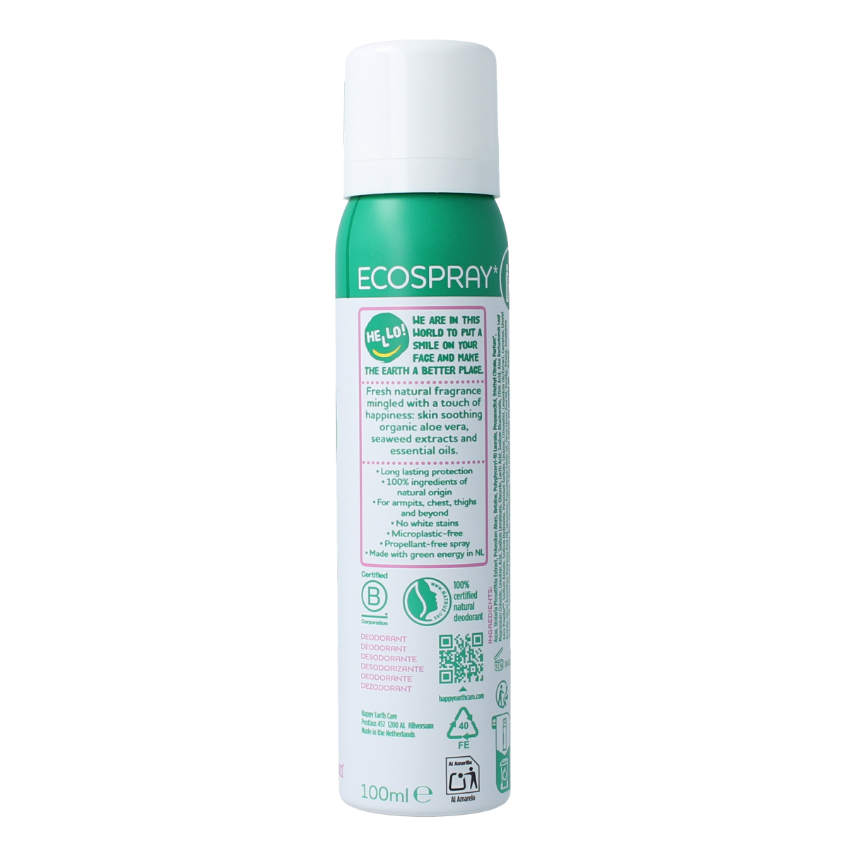 Happy Earth Deodorant bodyspray lavender ylang 100.00 Milliliter