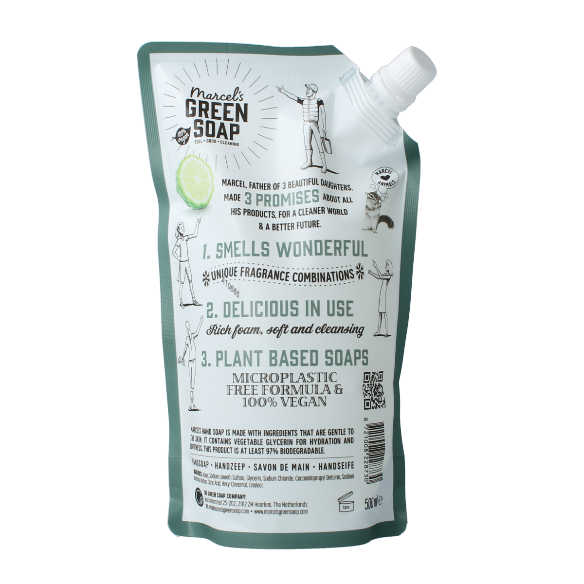 Marcel's Green Soap Handzeep bergamot & black pepper navul 500.00 Milliliter