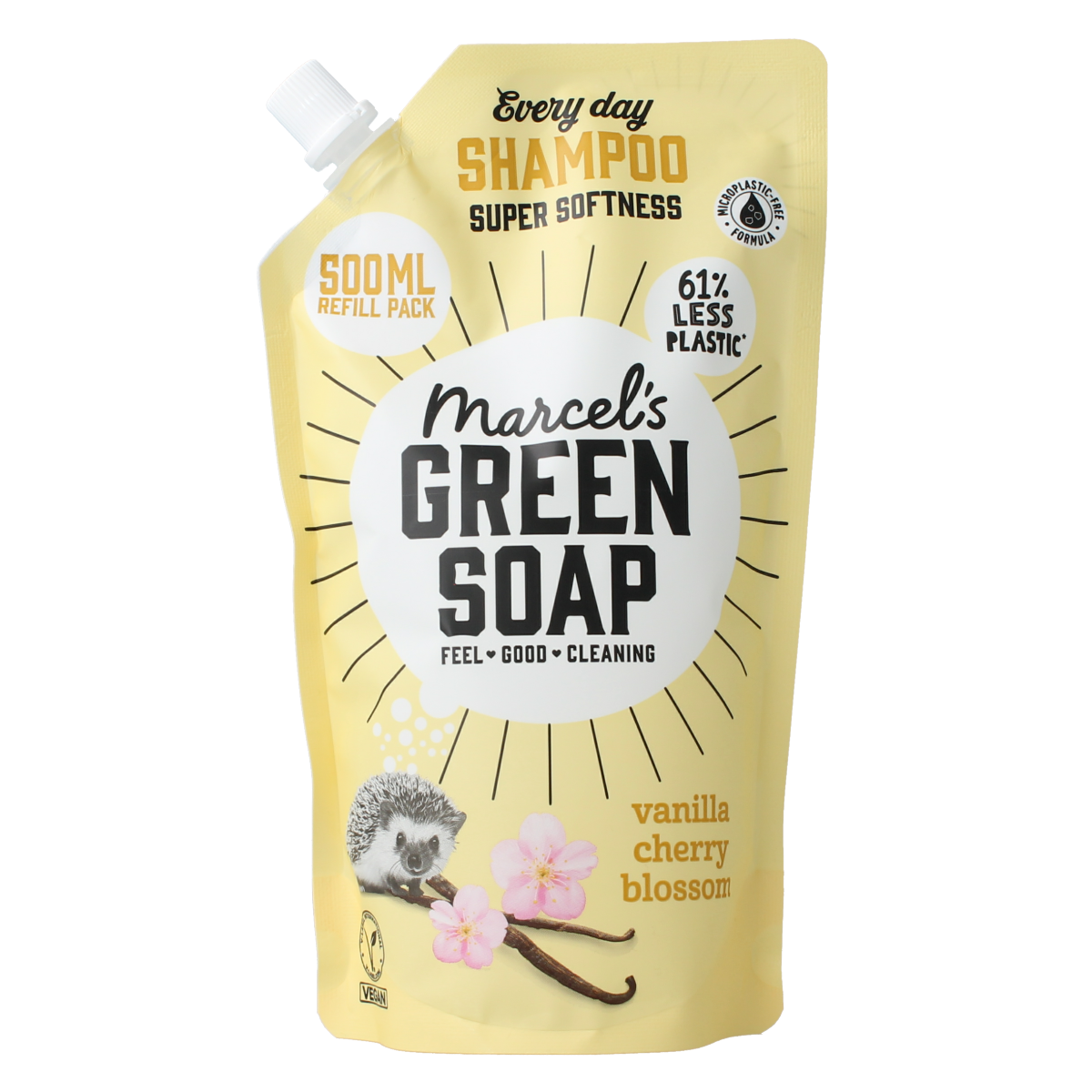 Marcel's Green Soap Shampoo vanille & kersenbloesem navulling 500.00 Milliliter