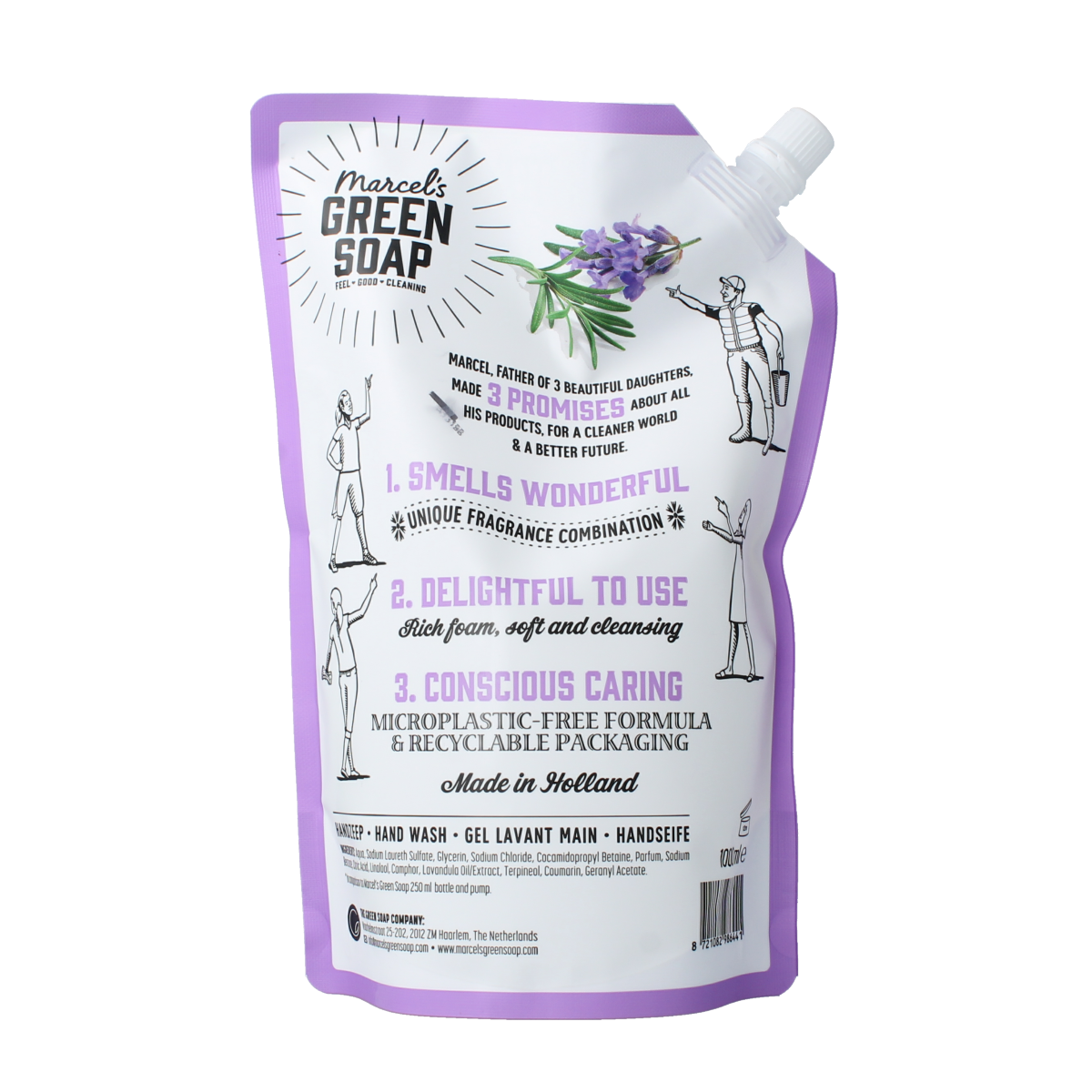 Marcel's Green Soap Handzeep lavendel & rosemarijn navulling 1.00 Liter