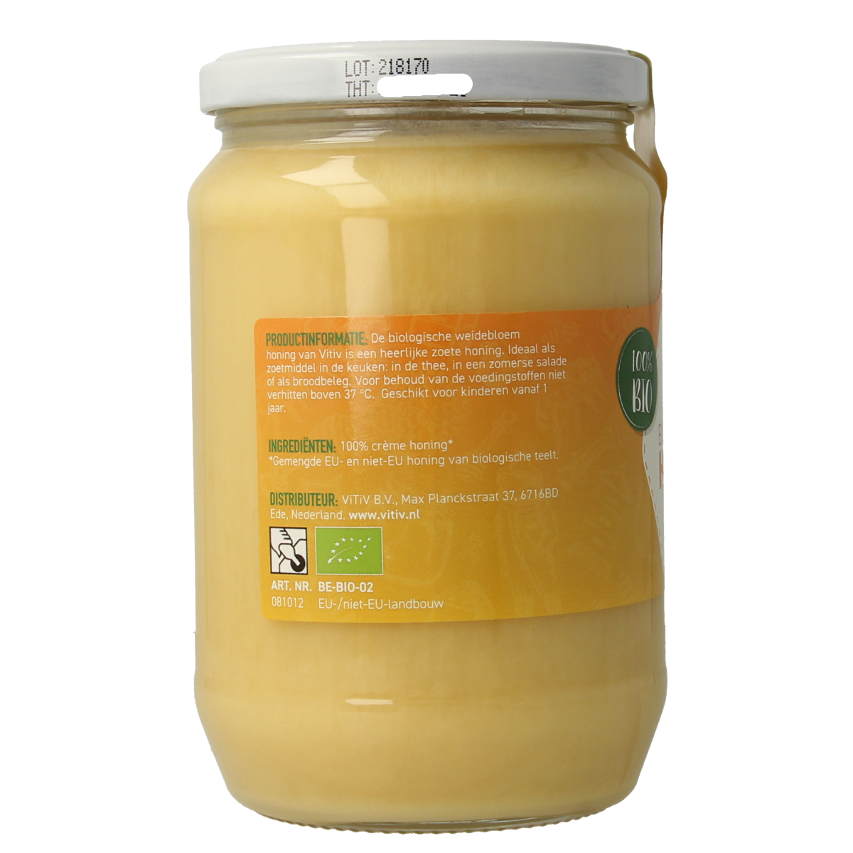 Vitiv Honing creme bio 900.00 Gram