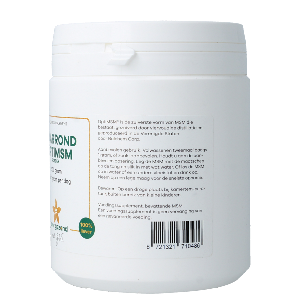 Liever Gezond Opti msm poeder jaarrond 500.00 Gram