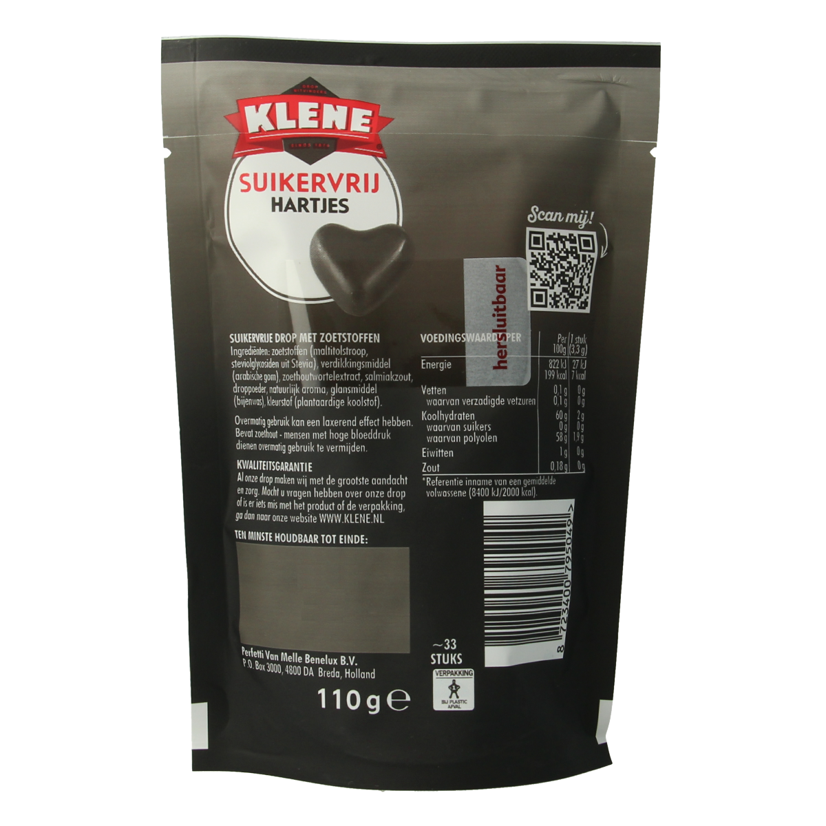 Klene Zoethouten hartjes suikervrij 110.00 Gram