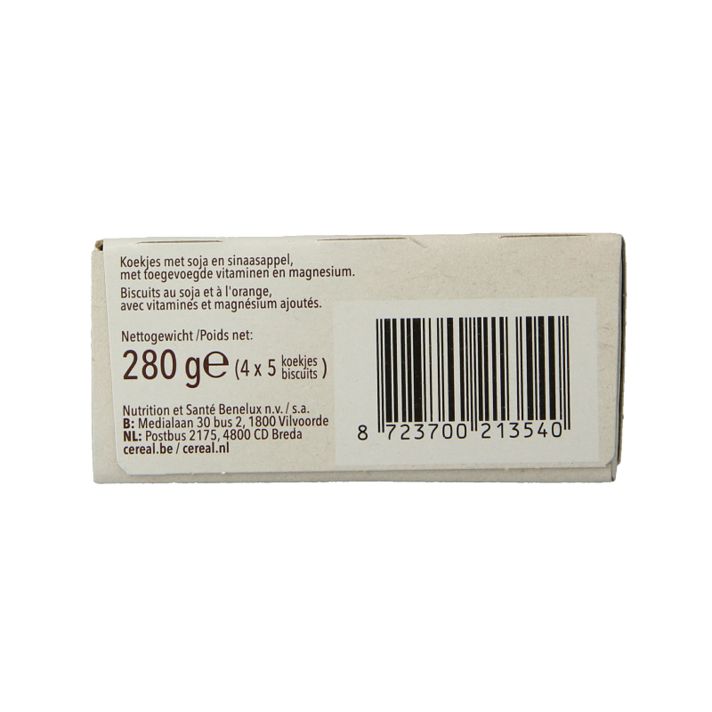 Cereal Koekjes soja/sinaasappel 280 Gram