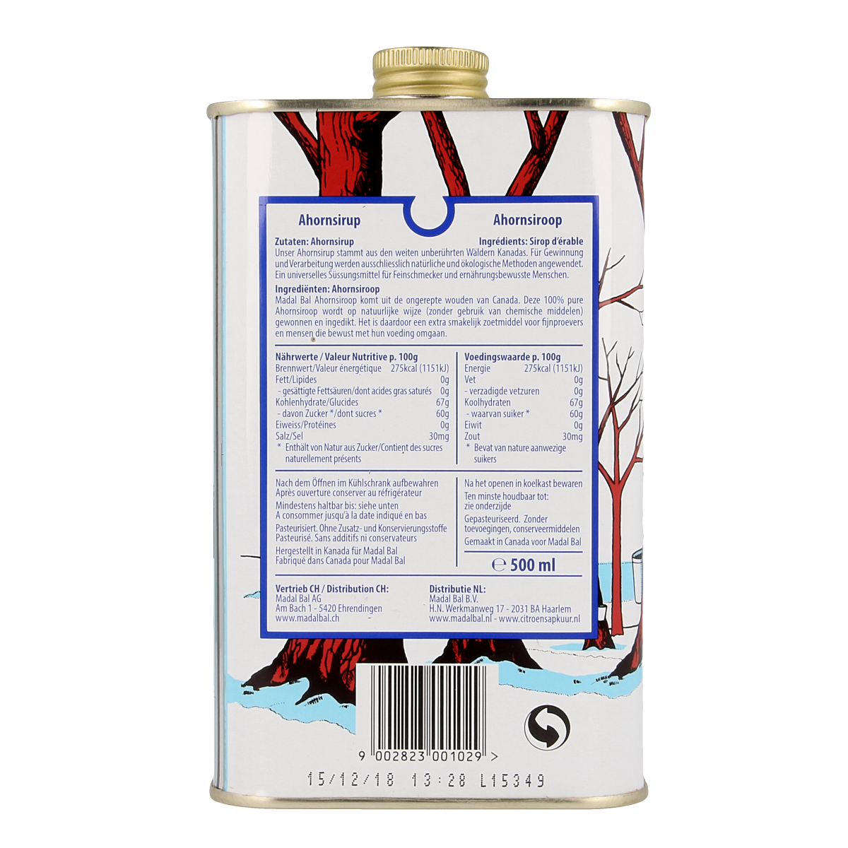 Madal Bal Ahornsiroop C+ bio 500.00 Milliliter