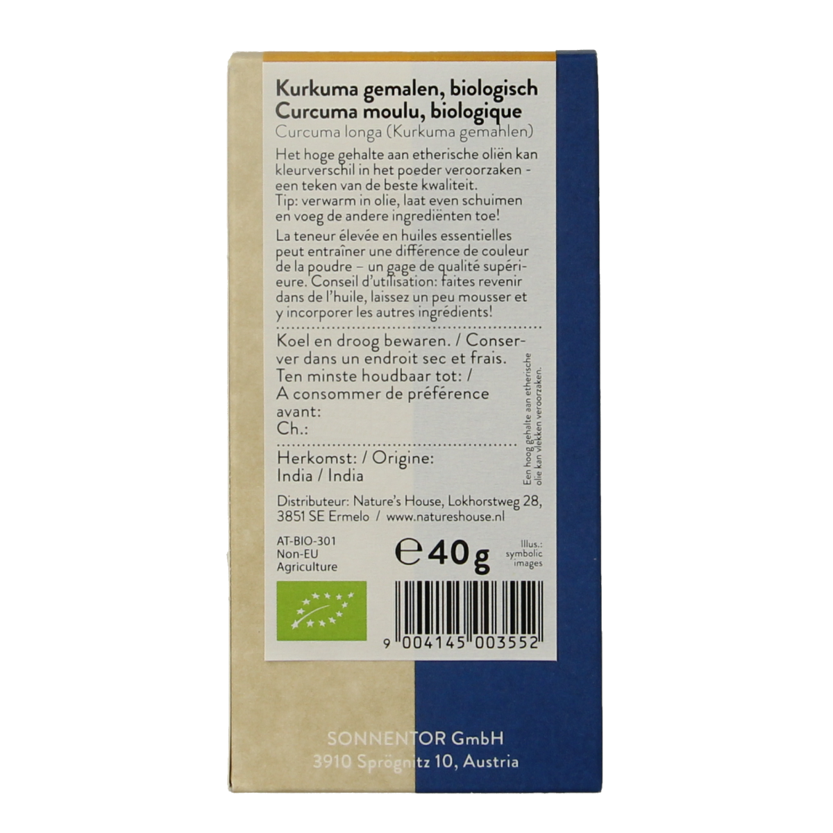 Sonnentor Kurkuma gemalen bio 40.00 Gram