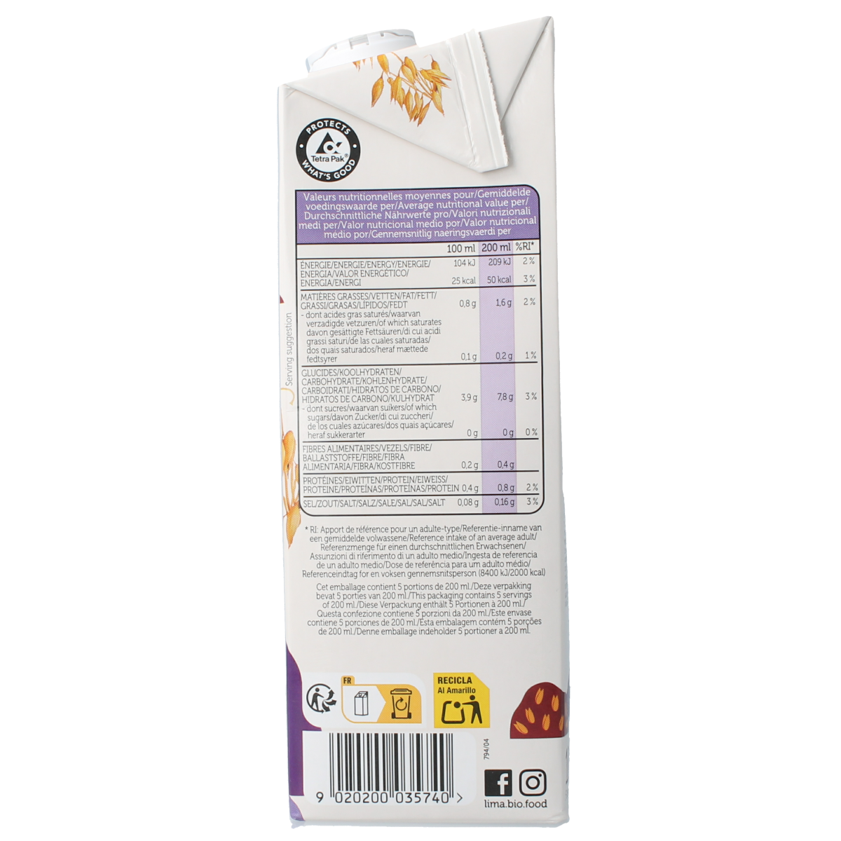 Lima Oat drink sugarfree bio 1.00 Liter