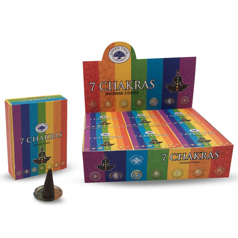 Green Tree Kegelwierook 7 chakra 10.00 Stuks