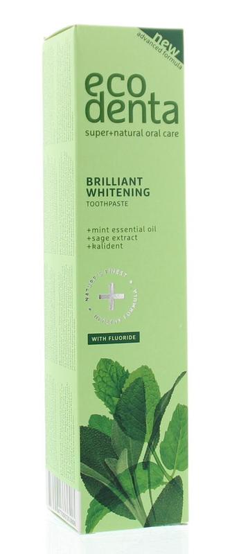 Ecodenta Tandpasta whitening muntolie en salie extract 100.00 Milliliter