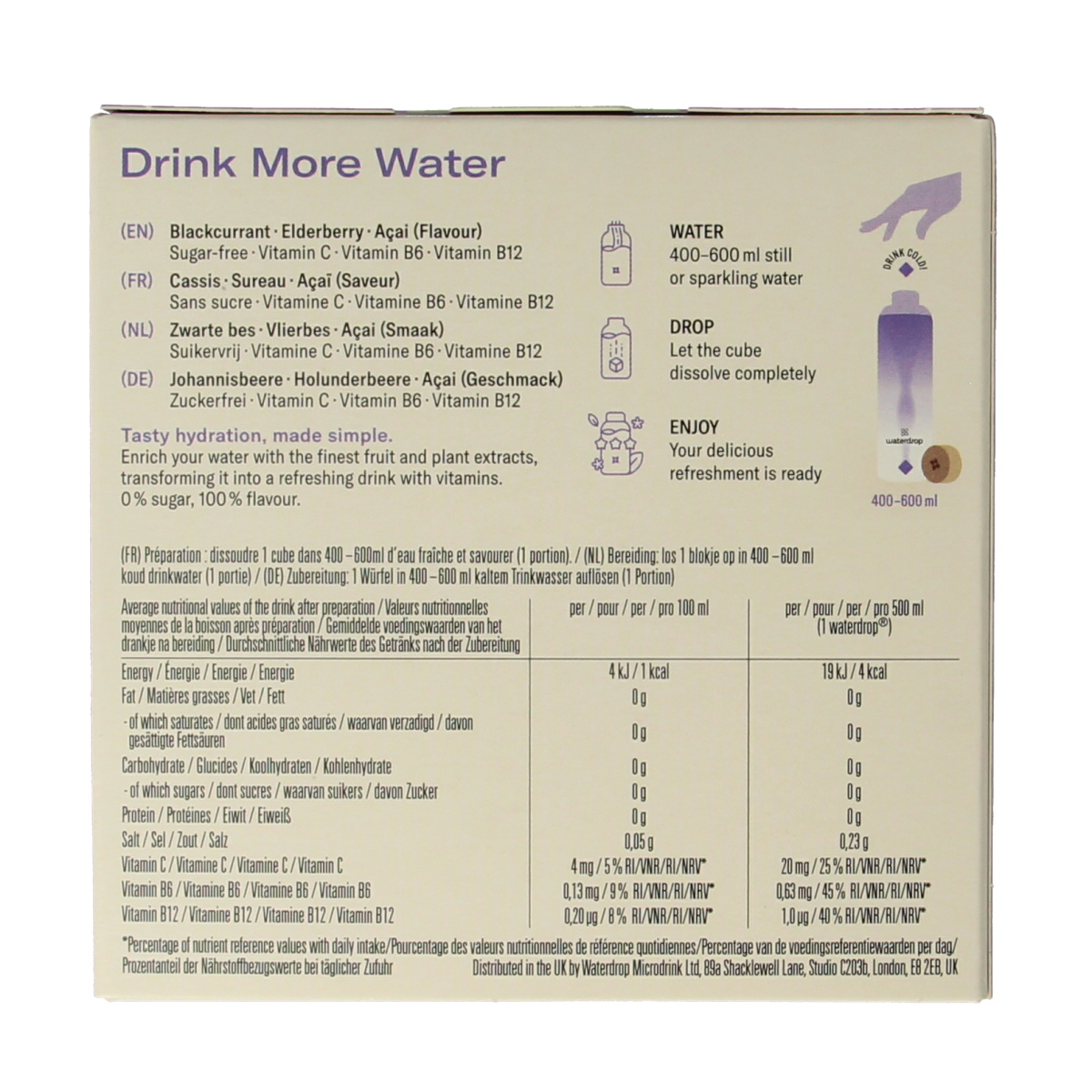 Waterdrop  Microdrink boost blackcurrant bruistabletten 12.00 Stuks