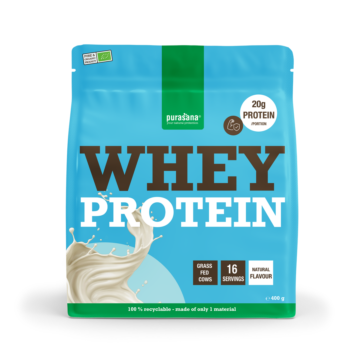 Purasana Whey proteine naturel bio 400.00 Gram