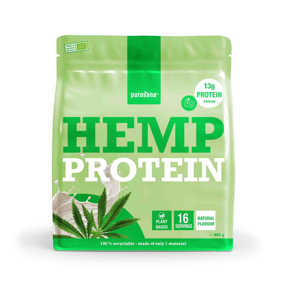 Purasana Plant protein hennep natuurlijk bio 400.00 Gram