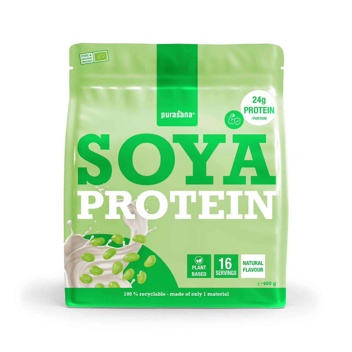 Purasana Plant protein soja natuurlijk bio 400.00 Gram
