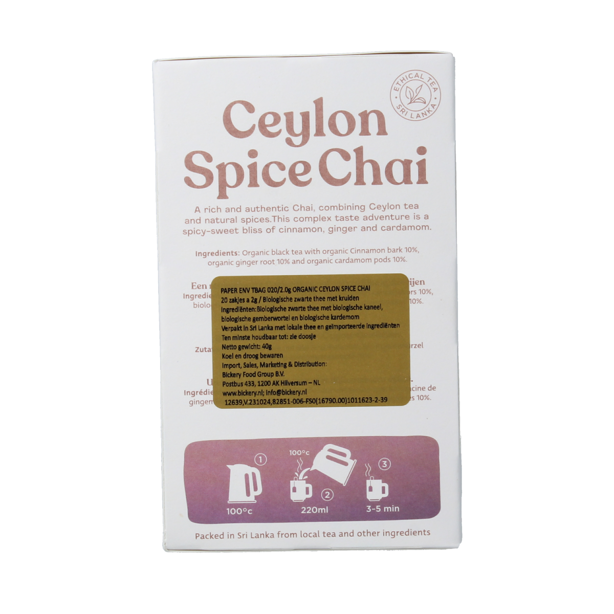 Dilmah Ceylon spice chai tea bio 20.00 Zakjes