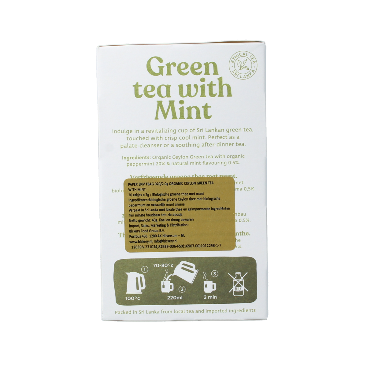 Dilmah Green tea with mint bio 20.00 Zakjes