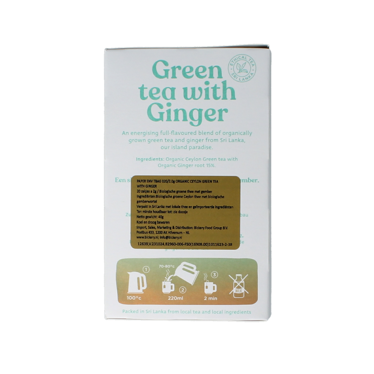 Dilmah Green tea with ginger bio 20.00 Zakjes