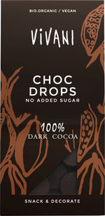 Vivani Choc drops 100% dark cocoa bio 100.00 Gram