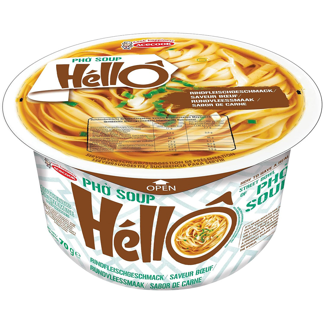 Hello Pho Instant pho soep rundvleessmaak glutenvrij 70.00 Gram