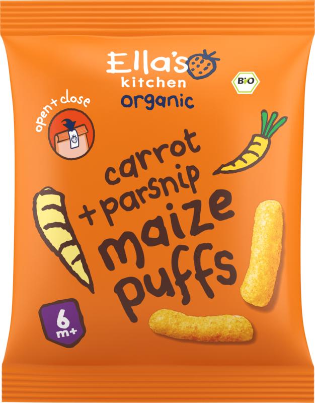 Ella's Kitchen Maize puffs carrot/parsnip 6+ maanden bio 20.00 Gram