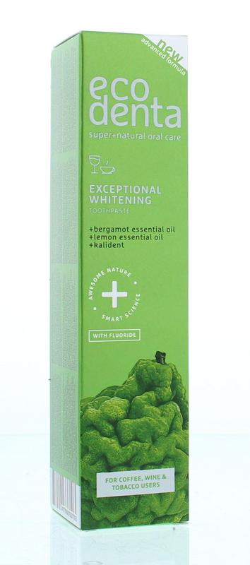 Ecodenta Tandpasta whitening bergamot citroen kalident 100.00 Milliliter