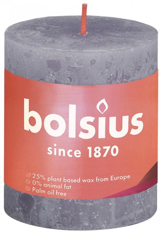 Bolsius Rustiek stompkaars shine 80/68 frosted lavender 1.00 Stuks