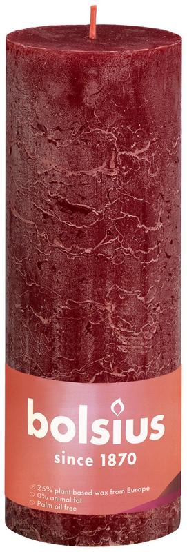 Bolsius Rustiekkaars shine 190/68 velvet red 1.00 Stuks