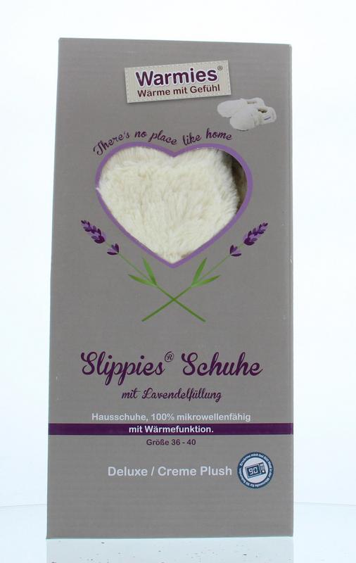 Warmies Slippies maat 4-7 (36-40) creme plush 1.00 Paar