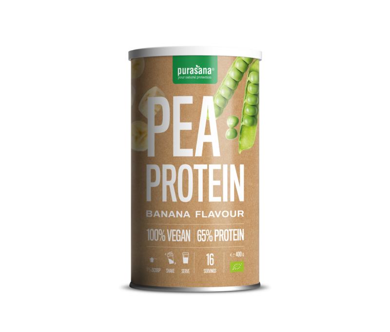 Purasana Erwt proteine banaan vegan bio 400 Gram