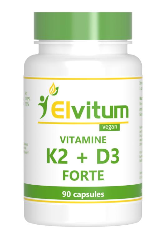 Elvitum  Vitamine K2 + D3 forte 90.00 Vegetarische capsules