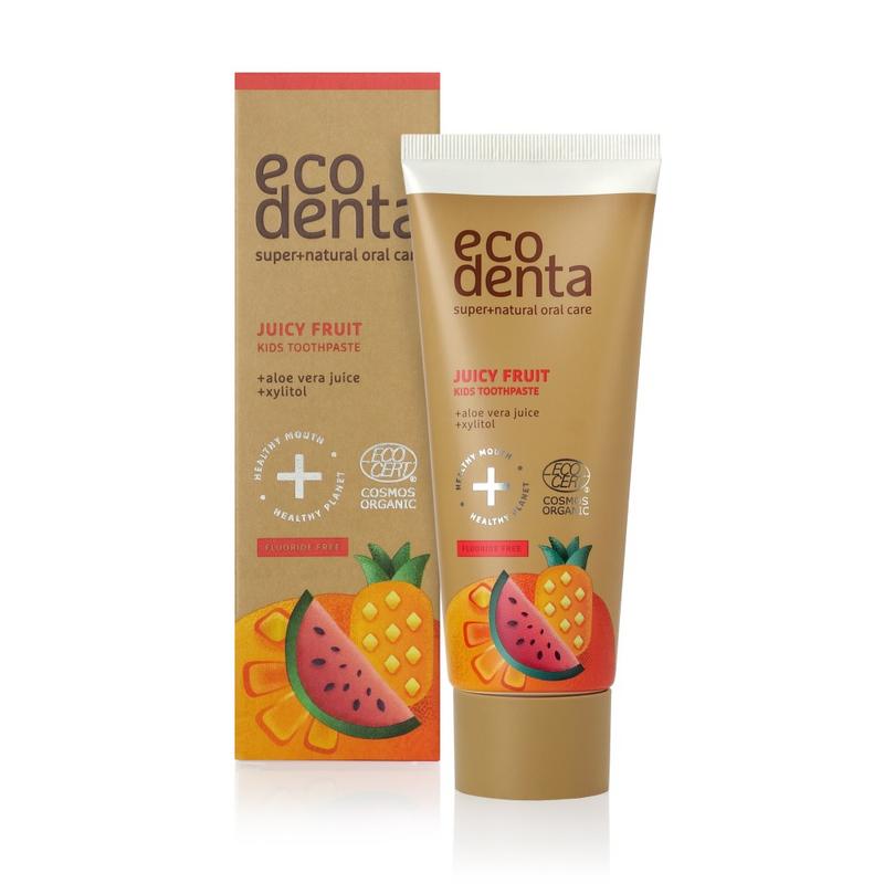 Ecodenta Tandpasta kids juicy fruit 75.00 Milliliter