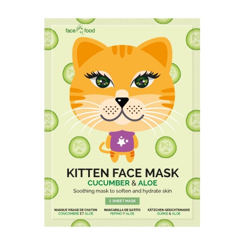 Montagne Kitten sheet face mask cucumber & aloe 1.00 Stuks