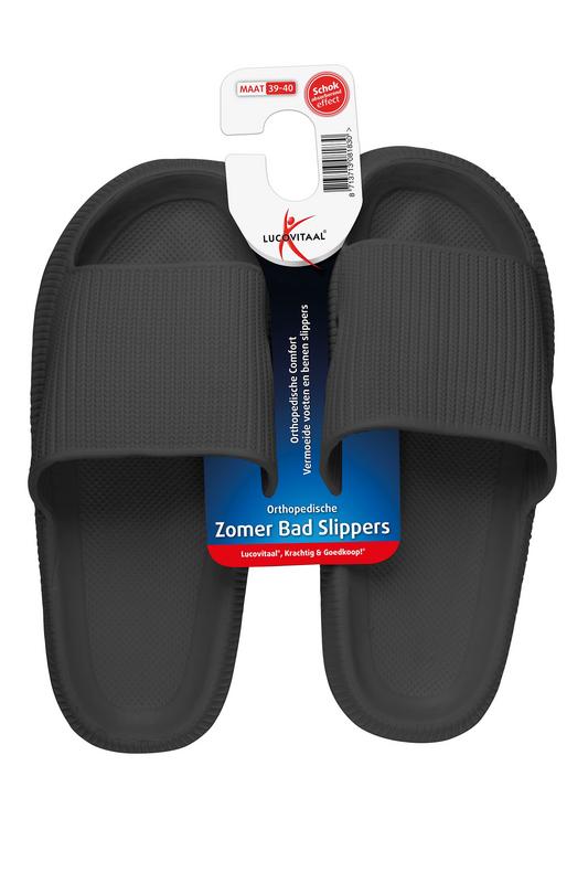 Lucovitaal Orthopedische badslipper 39-40 zwart 1.00 Paar