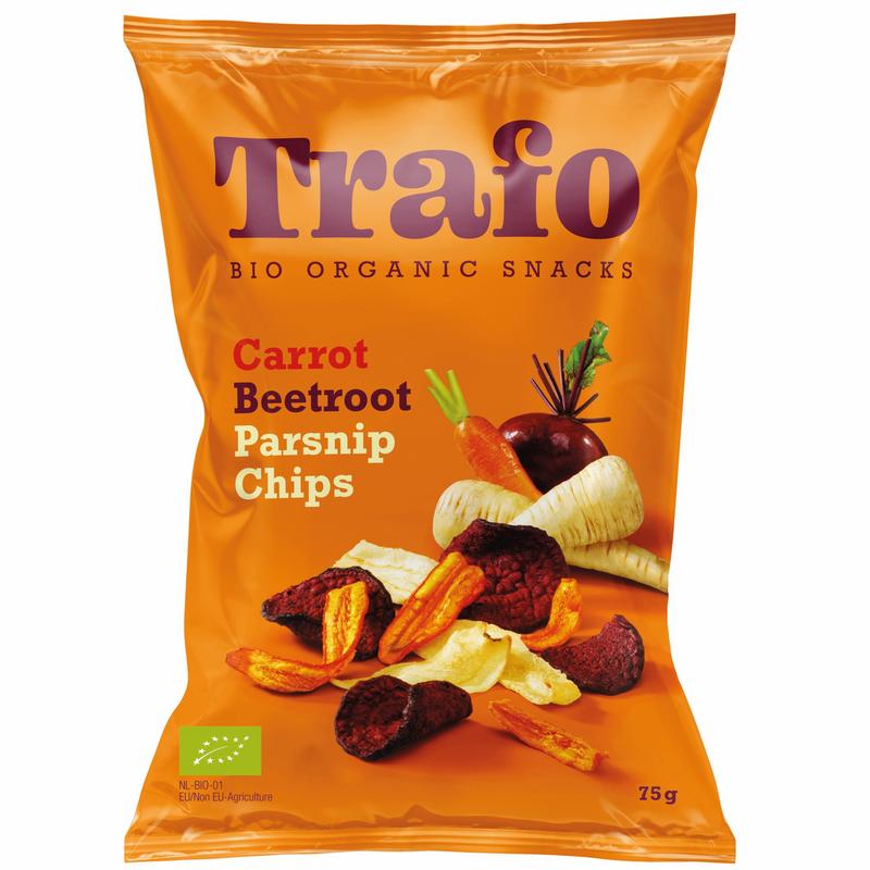 Trafo Groente chips wortel pastinaak rode biet bio 75.00 Gram