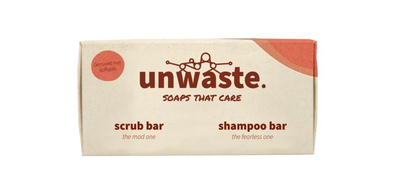 Unwaste  Duopack coffee scrub & shampoo bar 1.00 Stuks
