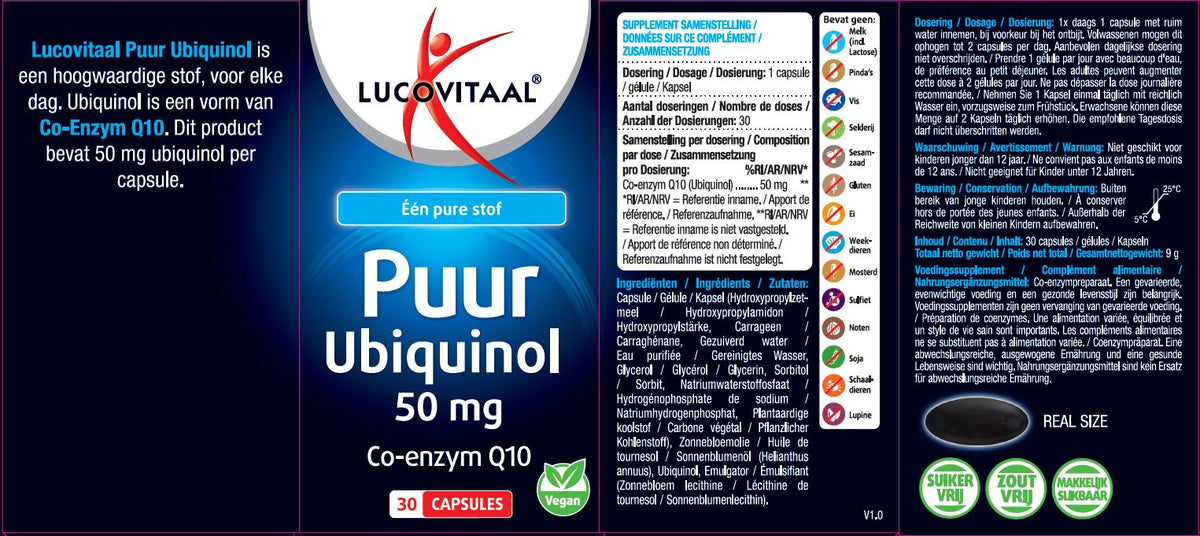 Lucovitaal Ubiquinol puur 50mg 30.00 Capsules